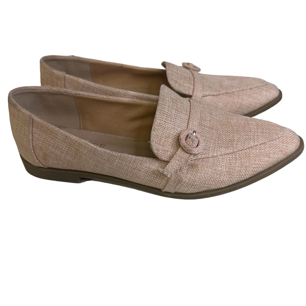 Tinstree Pale Pink Tweed Pointed Toe Slip On Flats Buckle Loafer Shoes Womens 8